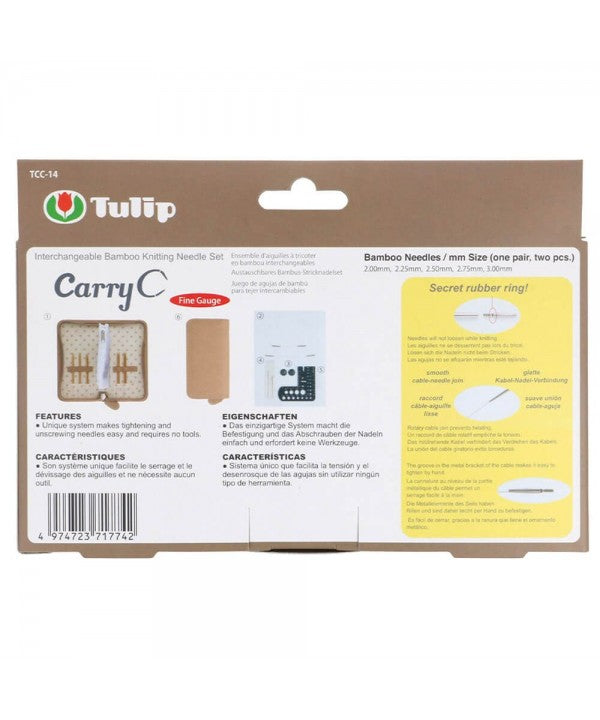 2x Set Palillos Intercambiables de Bambú <br> carryC Fine Gauge (Cortos / Números Delgados)