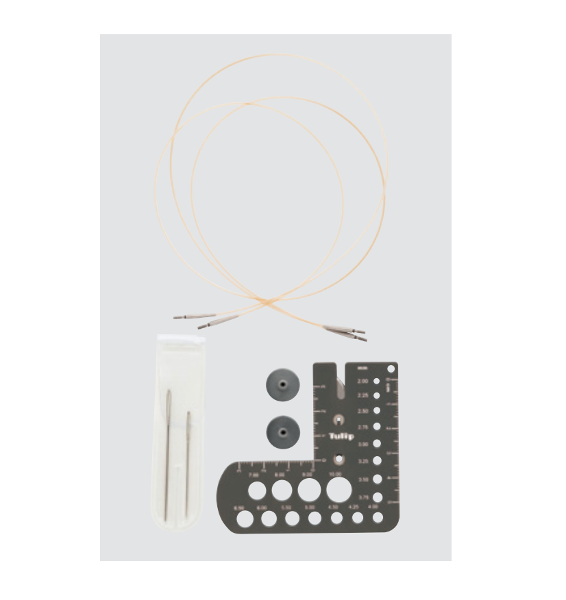 2x Set Palillos Intercambiables de Bambú <br> CarryC Long Fine Gauge (Números Delgados)